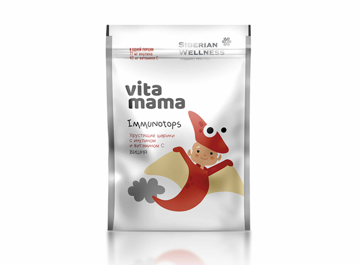 Хрустящие вишневые шарики с инулином Immunotops серии Vitamama – всем витаминов! 